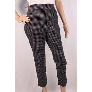 Chicos Black & White Polka Dot Ankle Pants‎ Size 1.5P Petite Stretch Waist Slim
